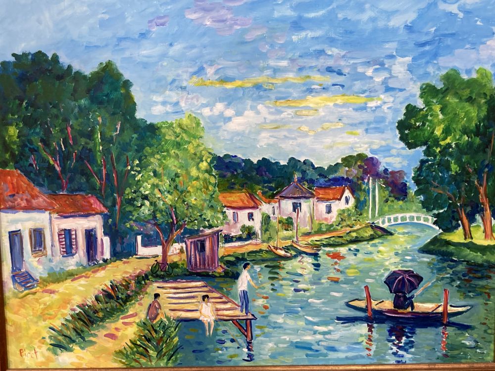 Andre Picot (1910-1992), oil on canvas, Un apres midi a Samois, signed, 45 x 60cm